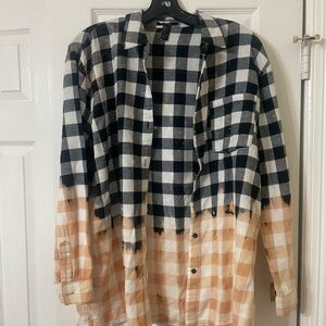 Black & Tan Check Button-Up Shirt Jacket